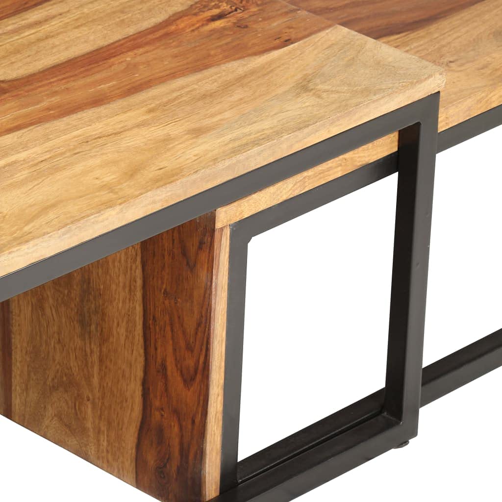 2 pcs Solid Sheesham Wood Nesting Tables X8011