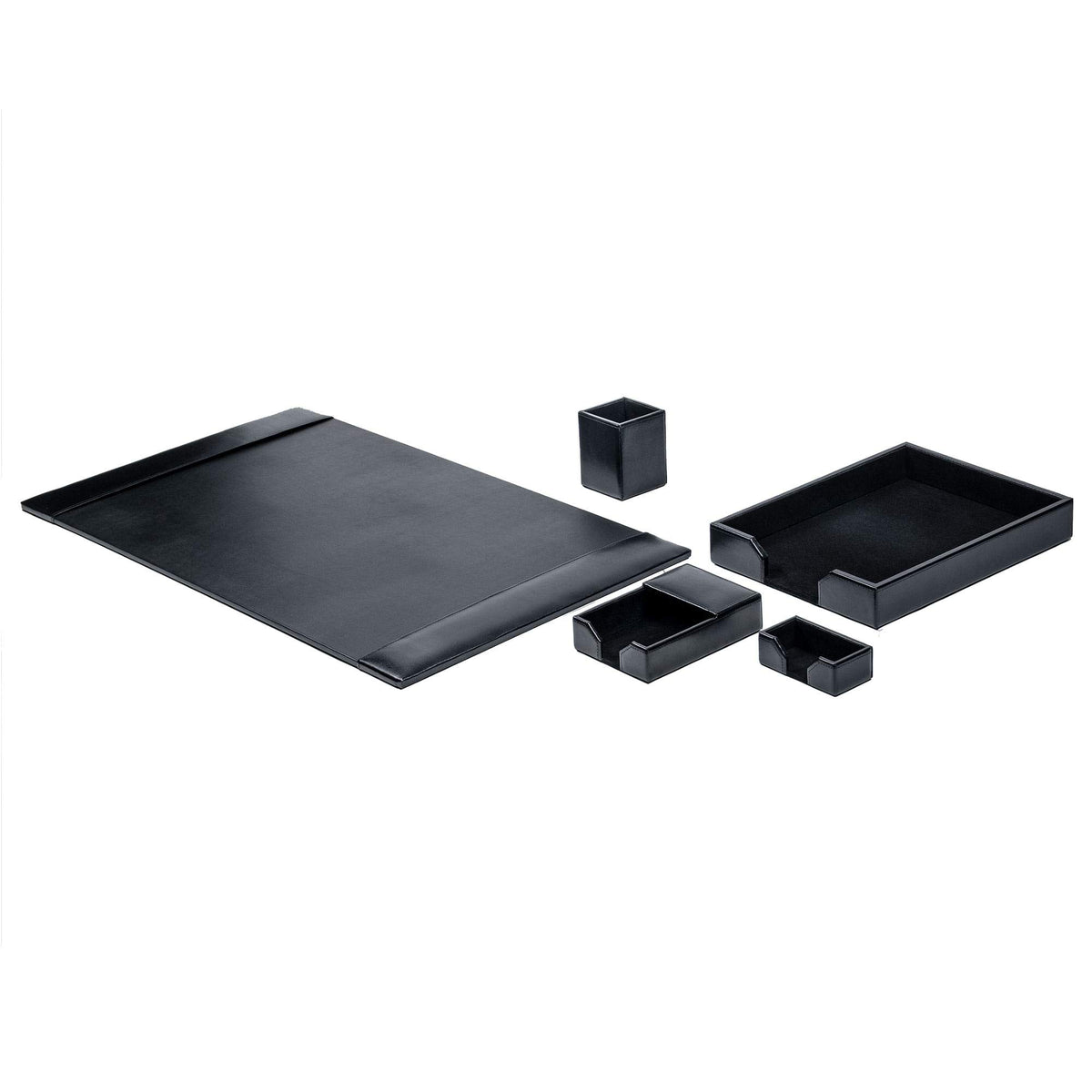 Black Bonded Leather 5-Piece Desk Set T116274