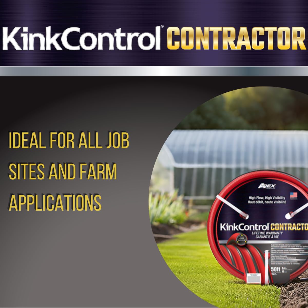 Contractor Grade Hose with Spring Coil and Crush Resistant Couplings 3/4 x 50 ft H222163