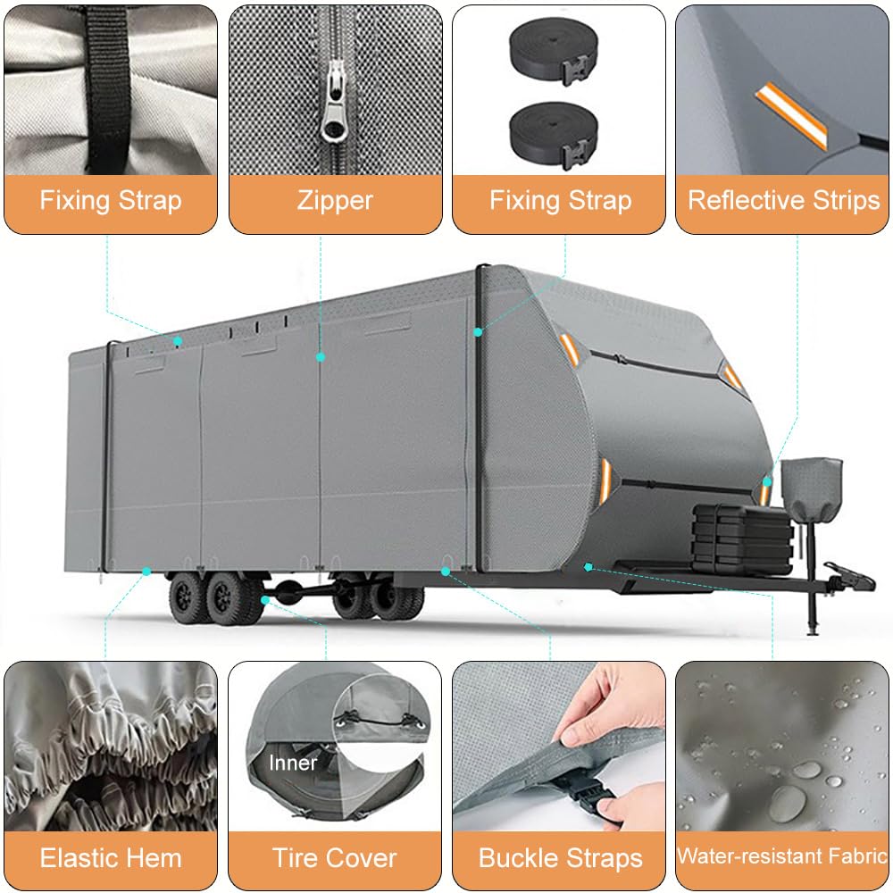 Waterproof 420D Travel Trailer Cover with Adjustable Straps R77638