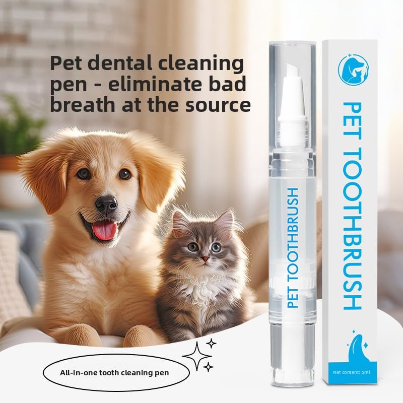 Pet Teeth Cleaning Pen 2-Pack Twist-Up Toothbrush Gel Kits with 45-Degree Soft Brush Head V472