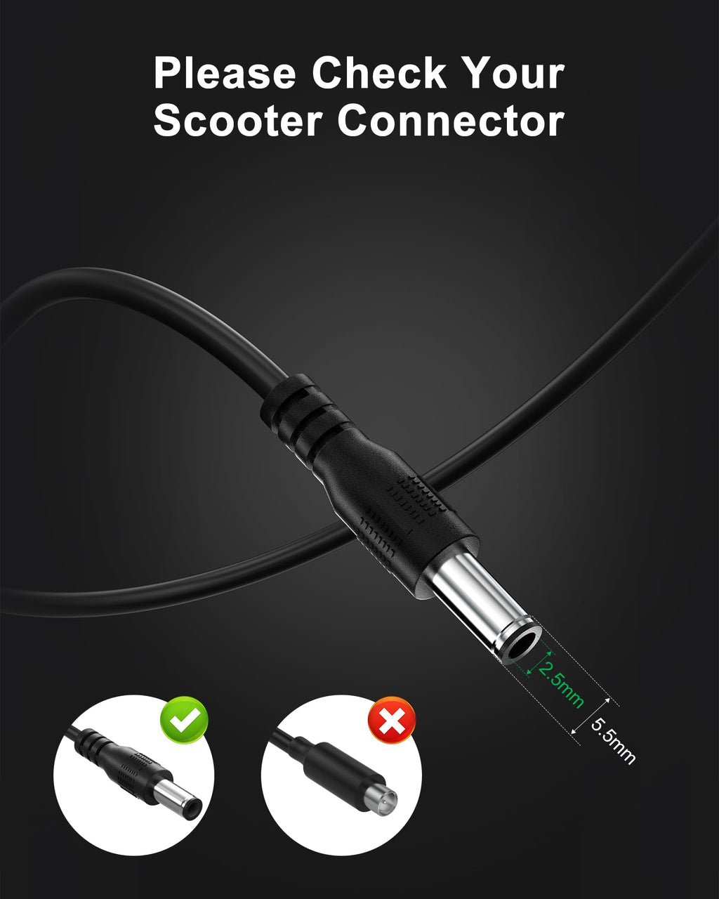 42V 2A Electric Scooter Charger with LED Indicator S44834