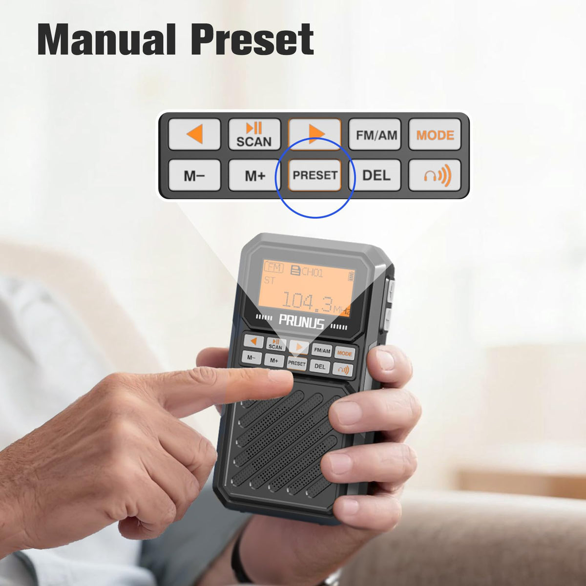 Portable AM FM Radio with Bluetooth V8452