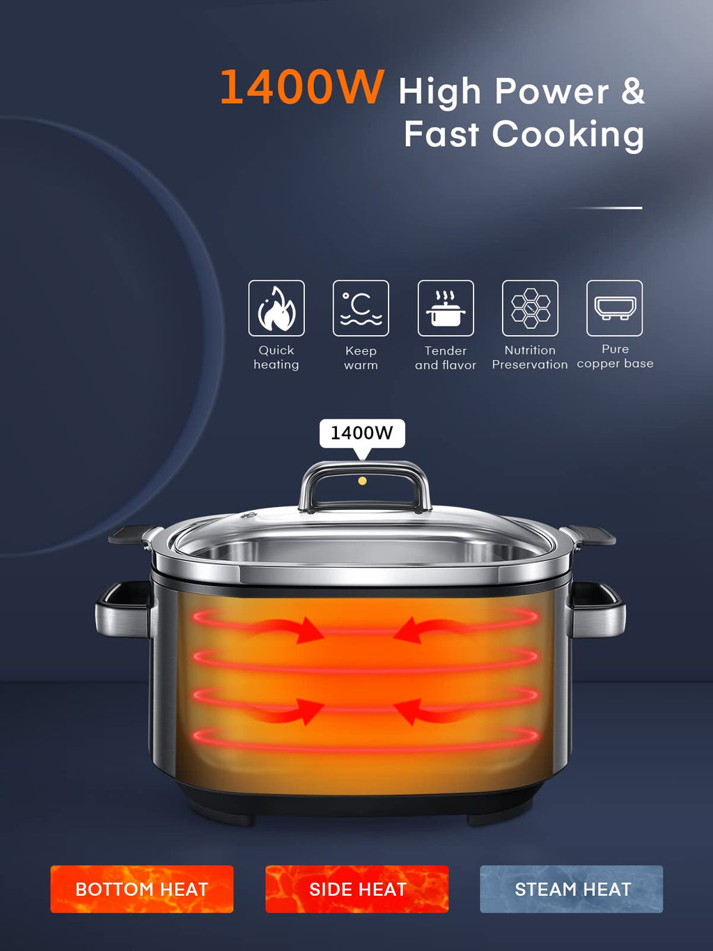 6 Quart Programmable Stainless Steel Slow Cooker B535