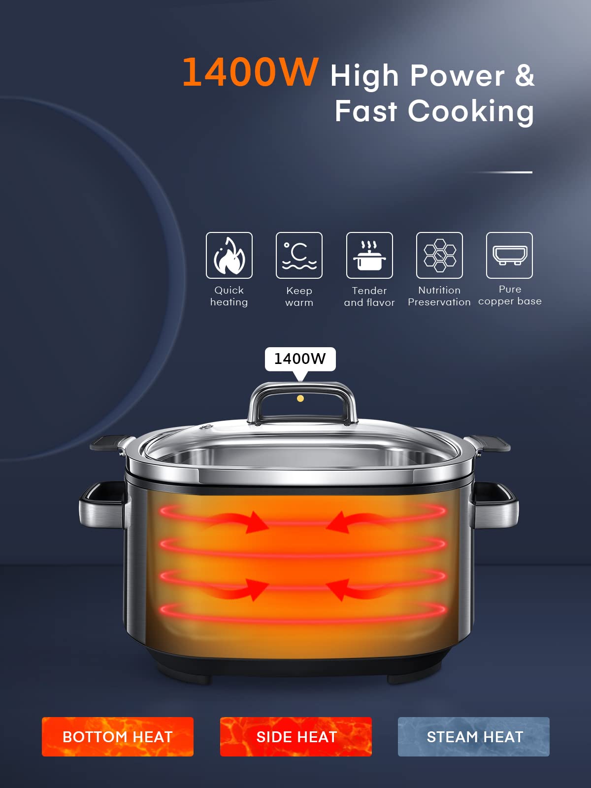 6 Quart Programmable Stainless Steel Slow Cooker B535
