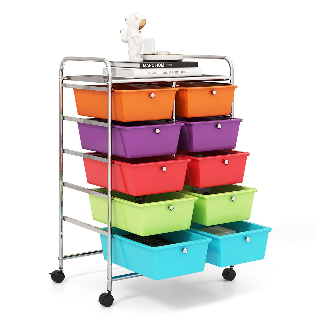 10 Drawer Rolling Storage Cart with Lockable Wheels H752