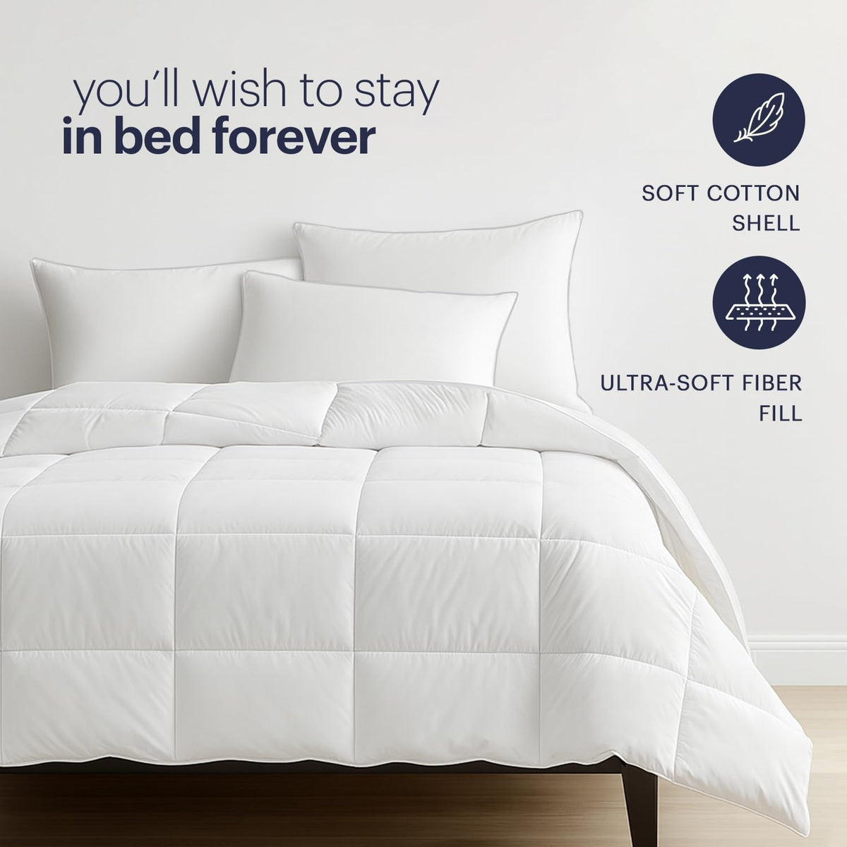 White Down Alternative Bed Pillows Set of 2 King W1607