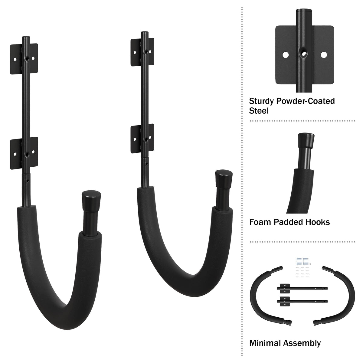2-Pack Kayak Storage Hook Sets Wall Mount Hangers 100lb Capacity A473