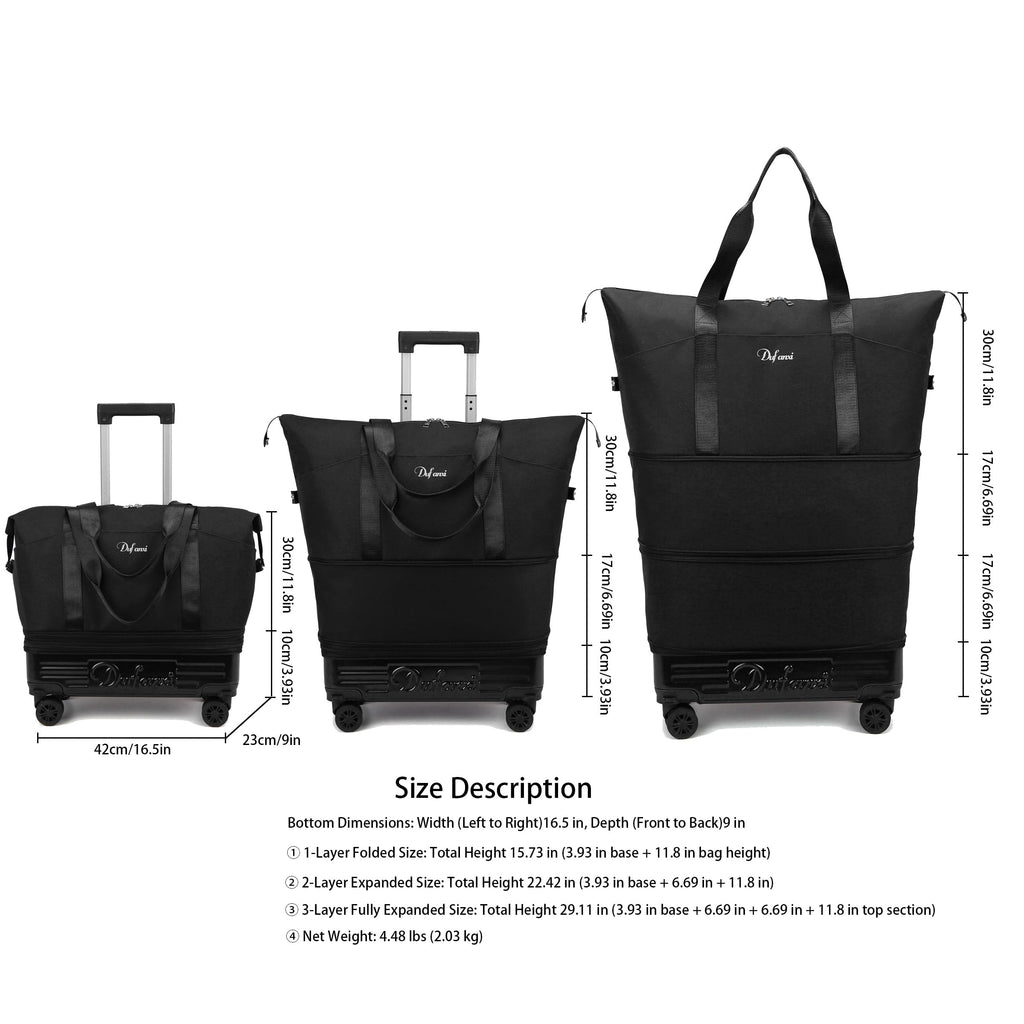 Expandable Rolling Travel Bag with Removable Wheels & Handle L940795