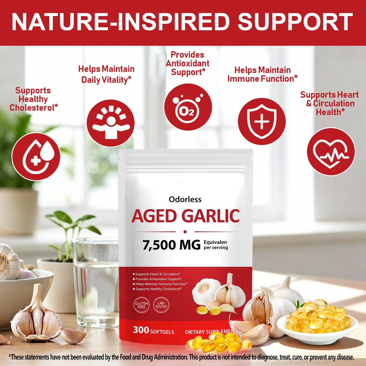 Odorless Garlic Supplement 300 Softgels B919753