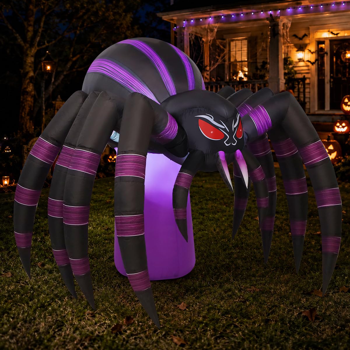 7 FT Inflatable Spider Outdoor Decoration with LED Lights O2086