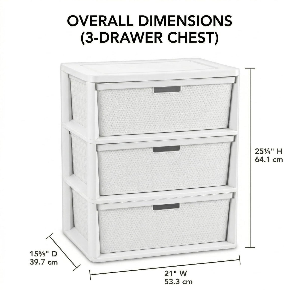 Opaque White 3-Drawer Plastic Storage Tower X522