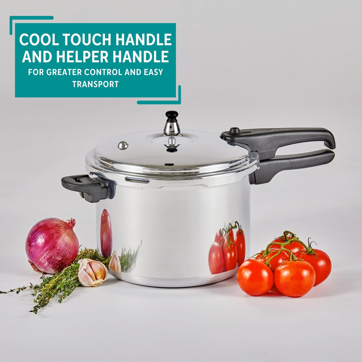 Polished Aluminum 8-Quart Pressure Cooker B6671