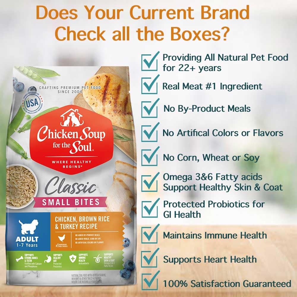 Natural Premium Small Bites Adult Dry Dog Food, Chicken, Brown Rice & Turkey 28lb C602