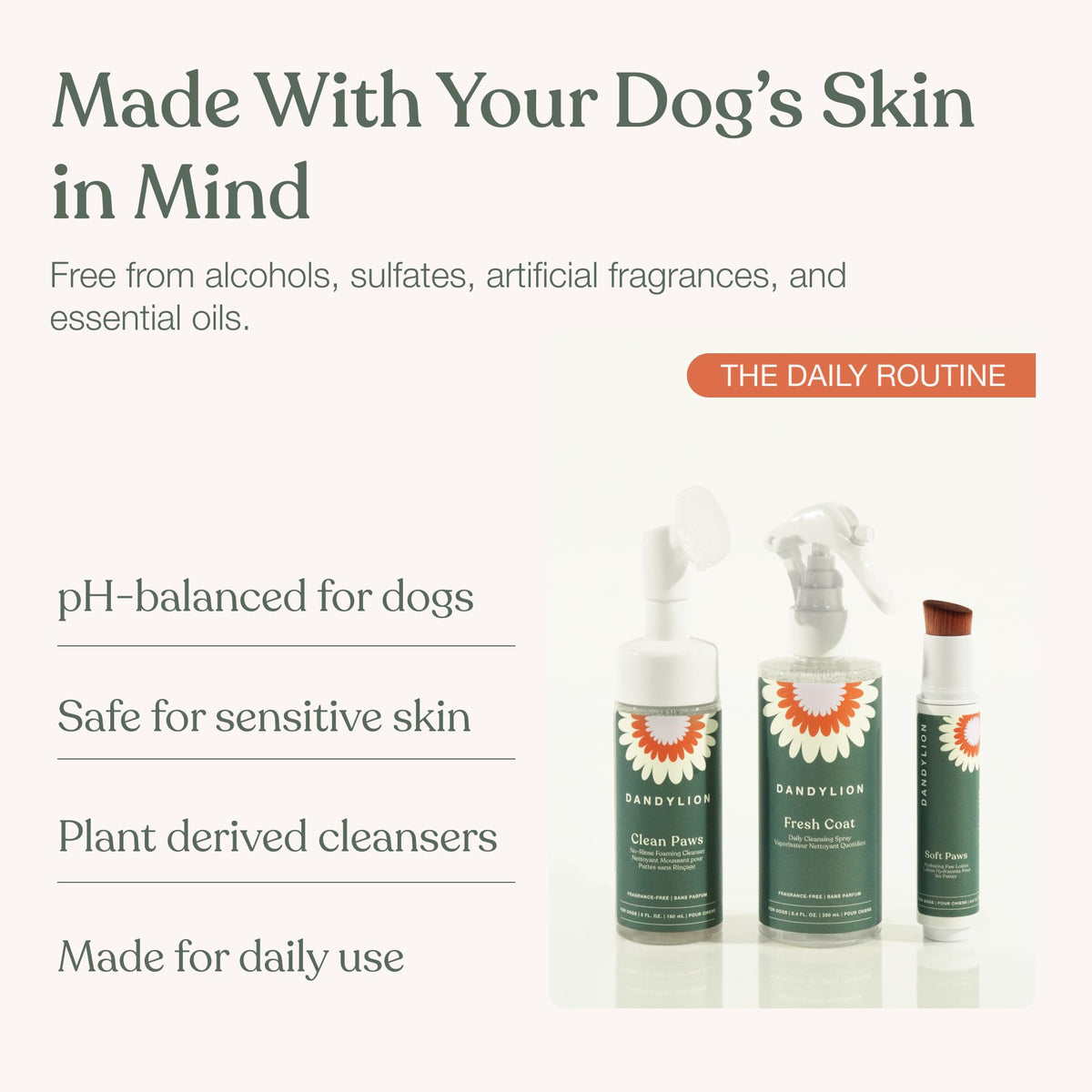 No-Rinse Dog Paw Cleaner + Paw Lotion with Brush + Waterless Dog Shampoo Spray V210
