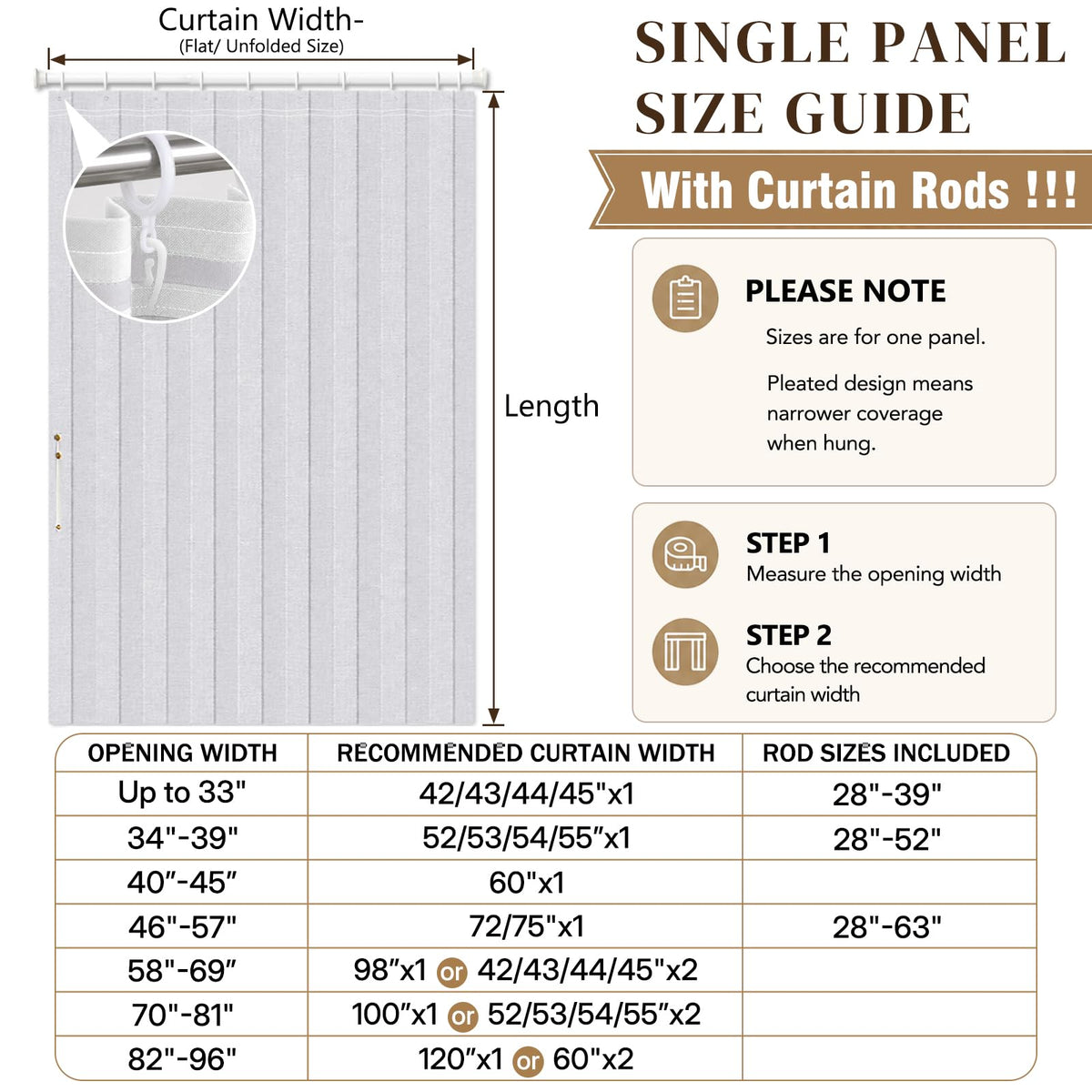Blackout Magnetic Door Curtain with Curtain Rods 42 W x 78 L White U499491