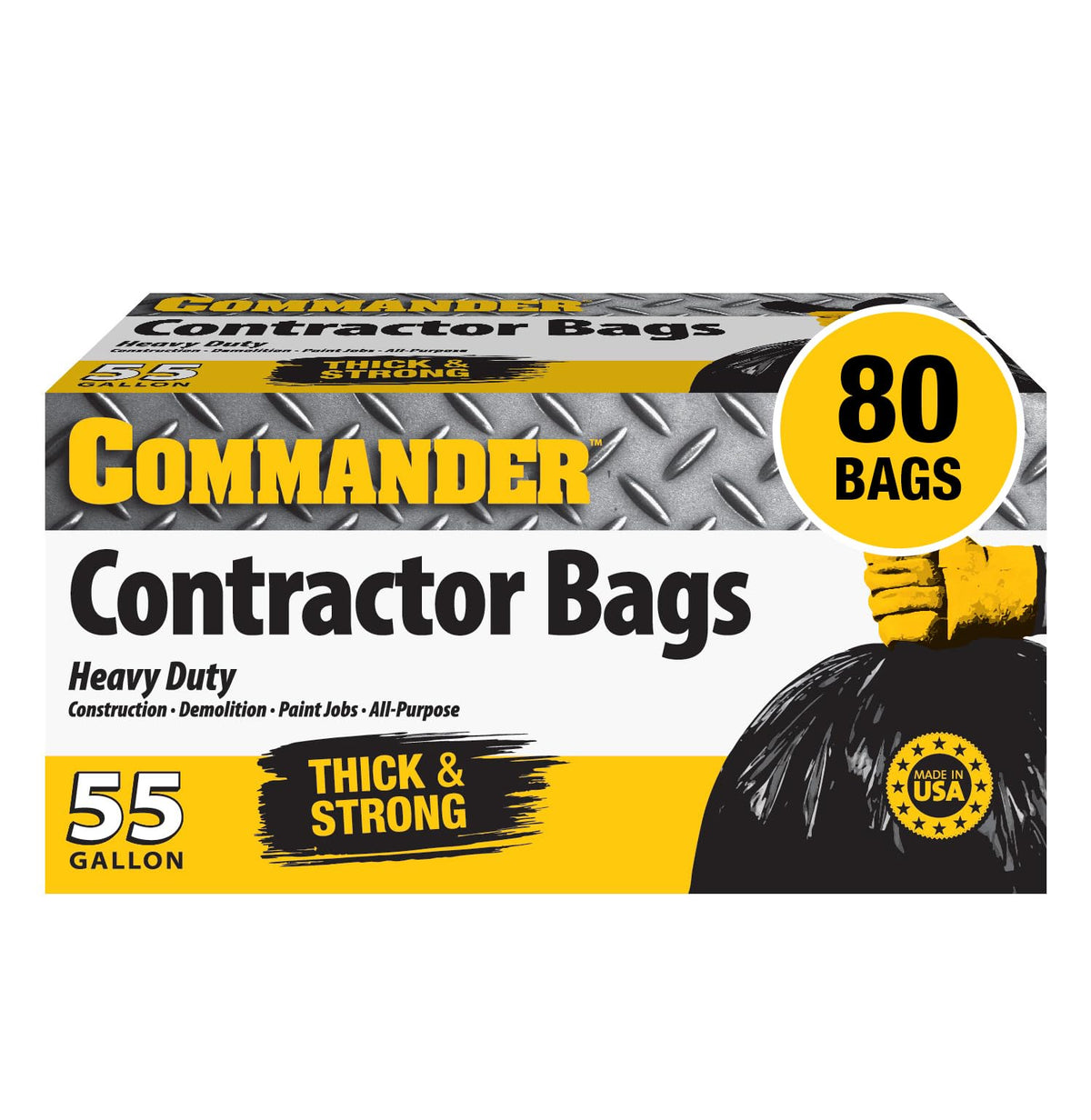 55 Gallon Heavy Duty Contractor Bags with Flap Ties, Pack of 80 V8750