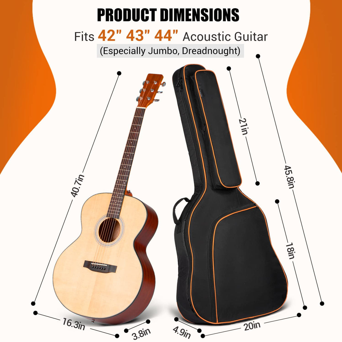 44 Inch Guitar Bag with Adjustable Shoulder Strap I14673