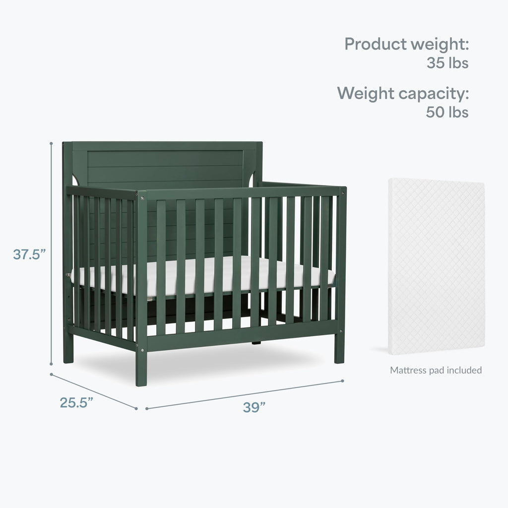 4-in-1 Convertible Mini Baby Crib with Mattress Pad H9983