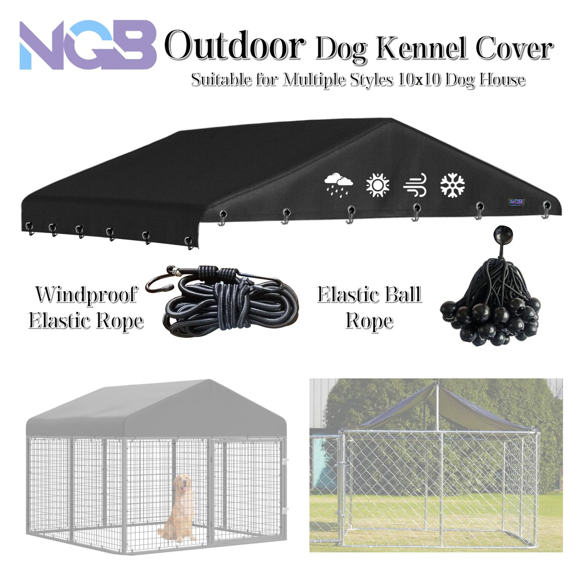 Waterproof Oxford Fabric Outdoor Kennel Cover Q64300