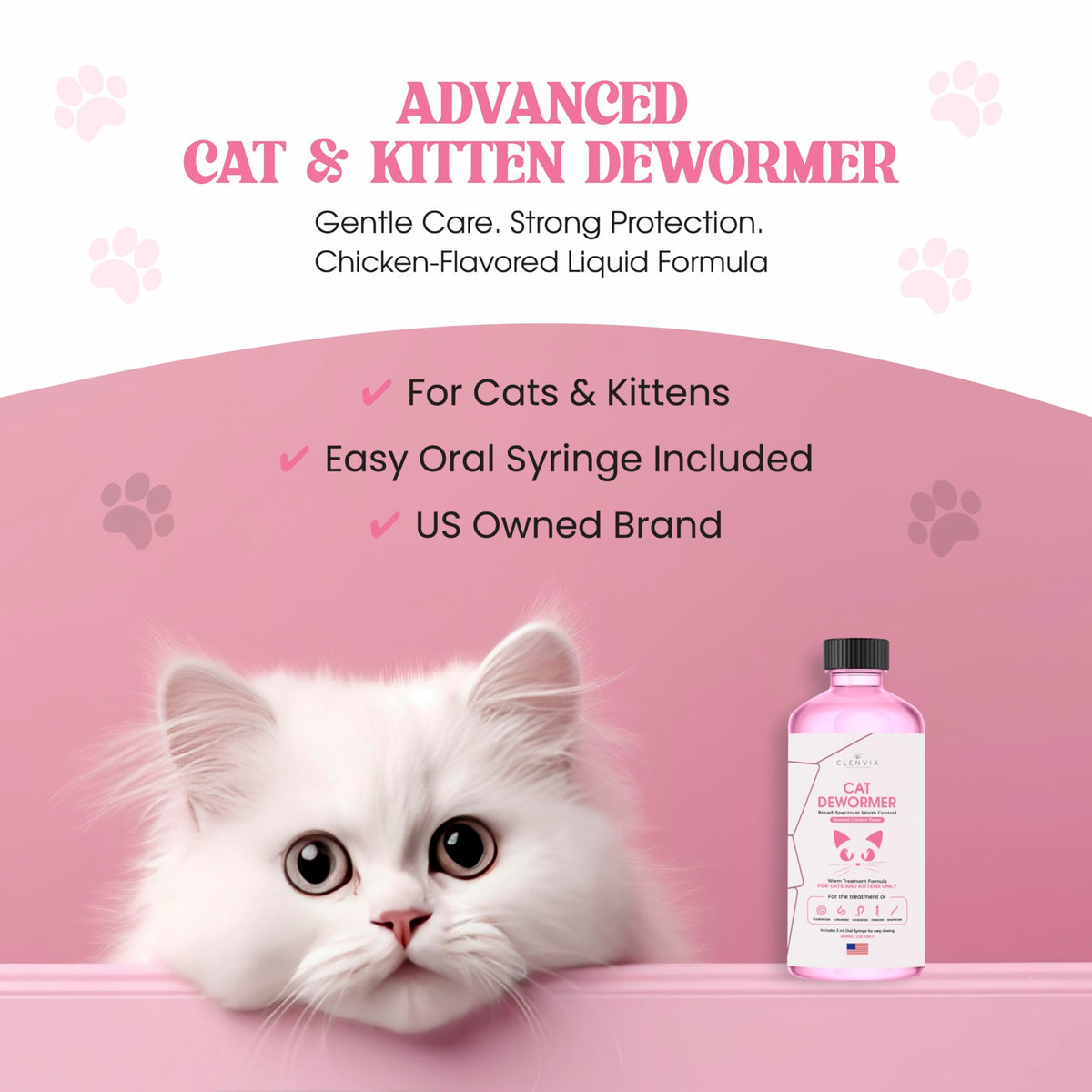 Chicken Flavor Liquid Cat Dewormer with Syringe 120ml H8799