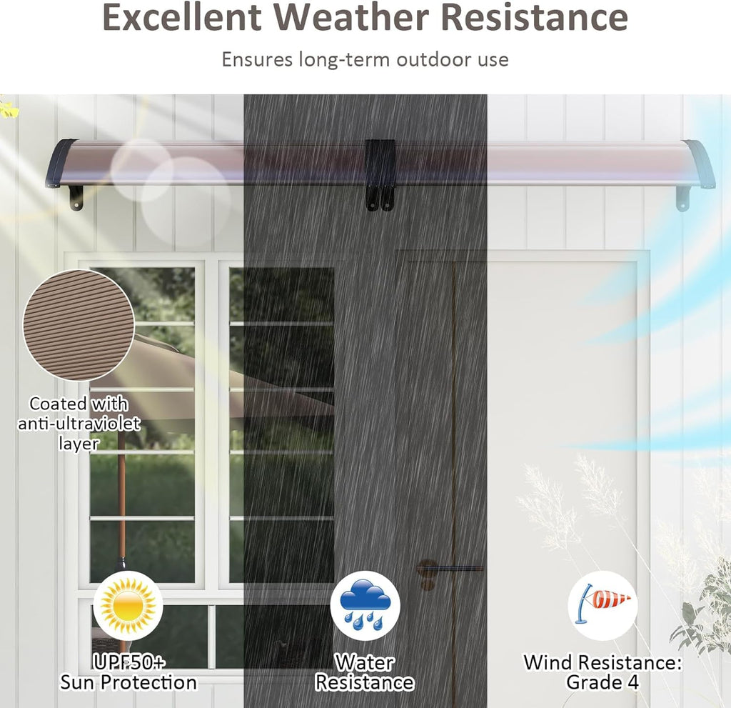 46”x38” UPF 50+ Polycarbonate Window Door Awning R79678