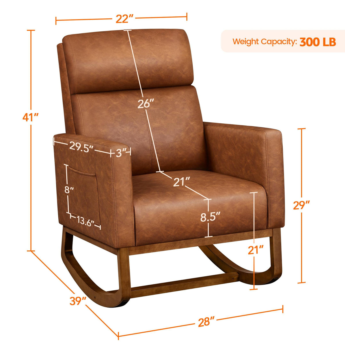 Brown Leather Glider Chair Z749