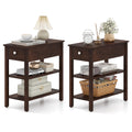 Narrow End Table Set of 2 Wood 3-Tier A3712