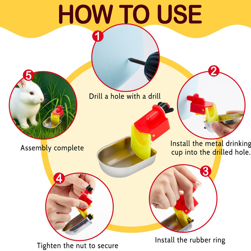 8 Pack Stainless Steel Auto Fill Chicken Waterer Cups Z241