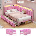 Pink Twin Size Corner Bed Frame with Storage Drawers X4667