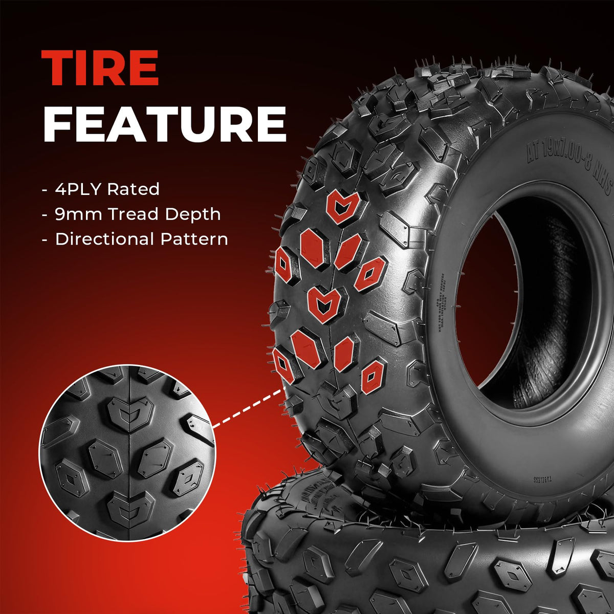 19x7-8 UTV ATV Tires Set of 4 E63288