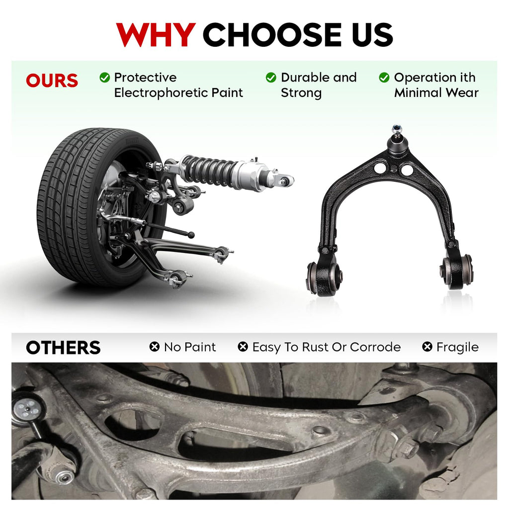 Upper and Lower Control Arms Suspension Kit with Ball Joints Tie Rod End 14pcs Q7504
