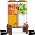 2 Gallon Glass Drink Dispenser with Wood Stand H656