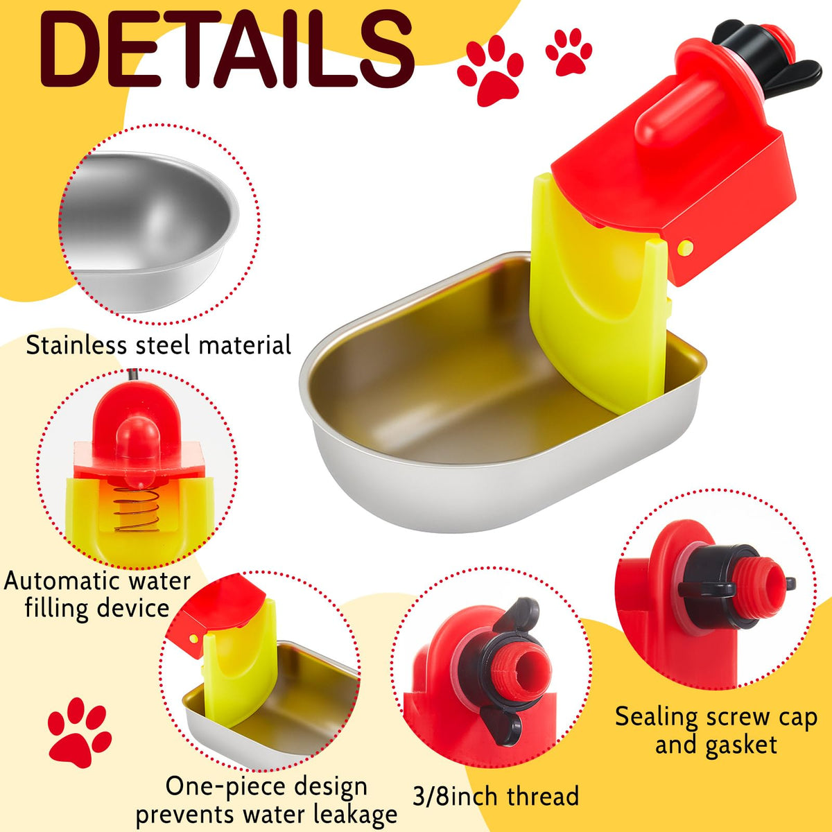 8 Pack Stainless Steel Auto Fill Chicken Waterer Cups Z241