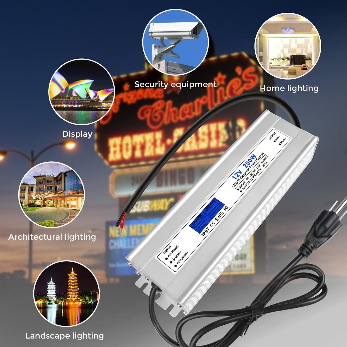 200W IP67 Waterproof 12V LED Driver W49482