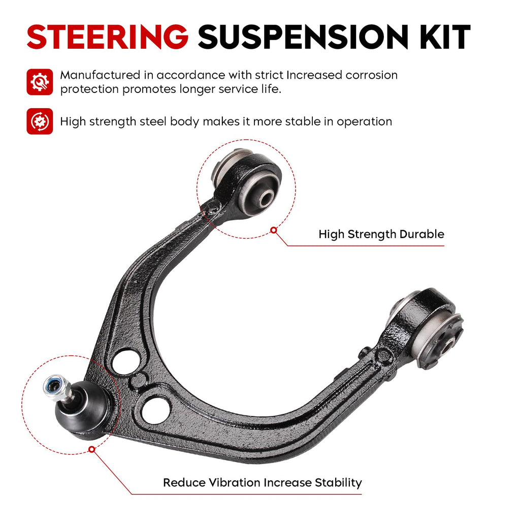 Upper and Lower Control Arms Suspension Kit with Ball Joints Tie Rod End 14pcs Q7504