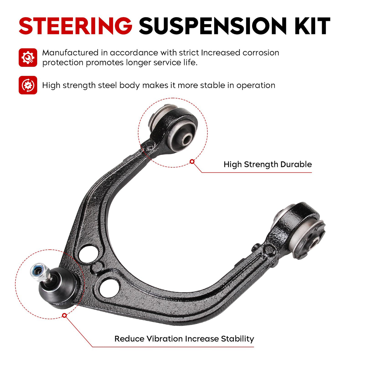 Upper and Lower Control Arms Suspension Kit with Ball Joints Tie Rod End 14pcs Q7504