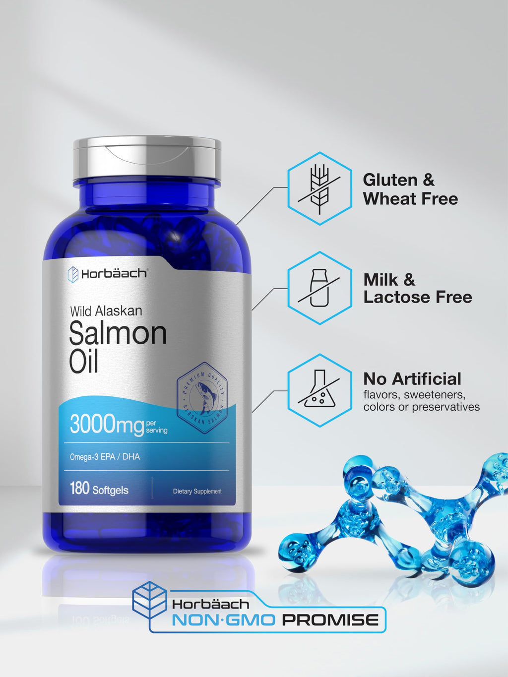 Wild Alaskan Salmon Fish Oil 3000mg 180 Softgel Capsules X695964