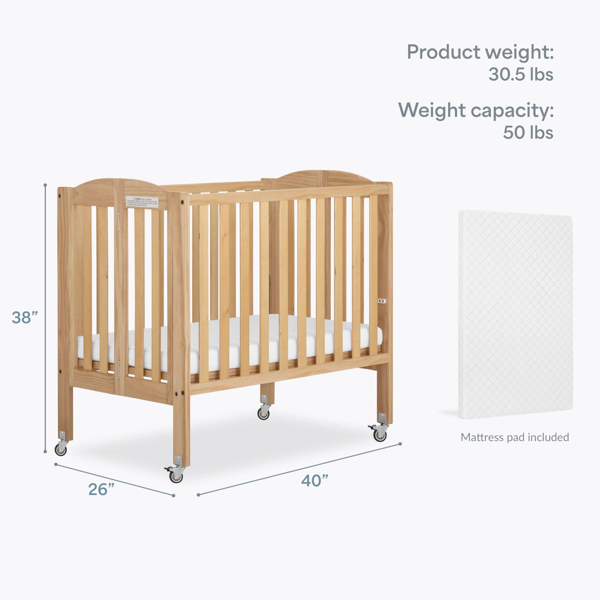 2-in-1 Portable Mini Crib with Mattress B207