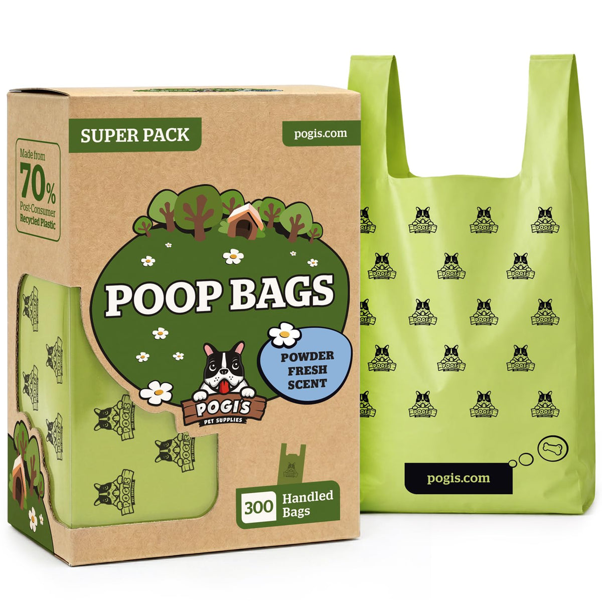 Large Dog Poop Bags with Handles, Fresh Scent, Extra Thick, 300 Bags K1597