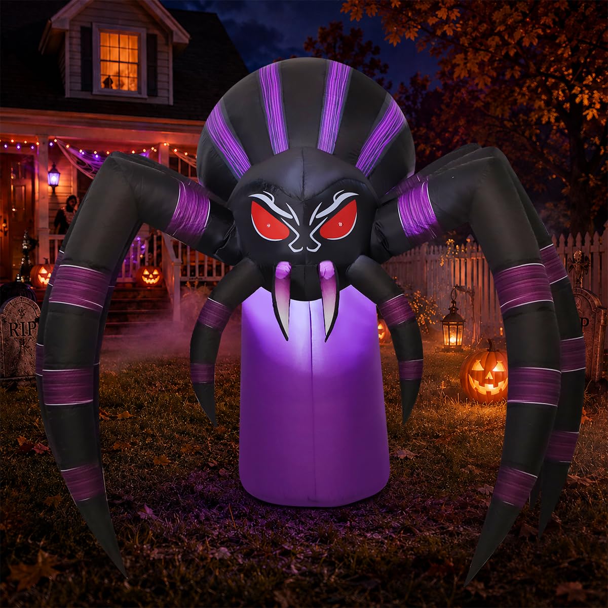 7 FT Inflatable Spider Outdoor Decoration with LED Lights O2086