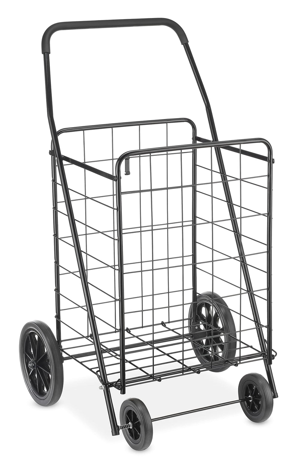Extra Large Foldable Shopping Cart with Wheels, 100 Lb Capacity, Steel Frame, Black X6182