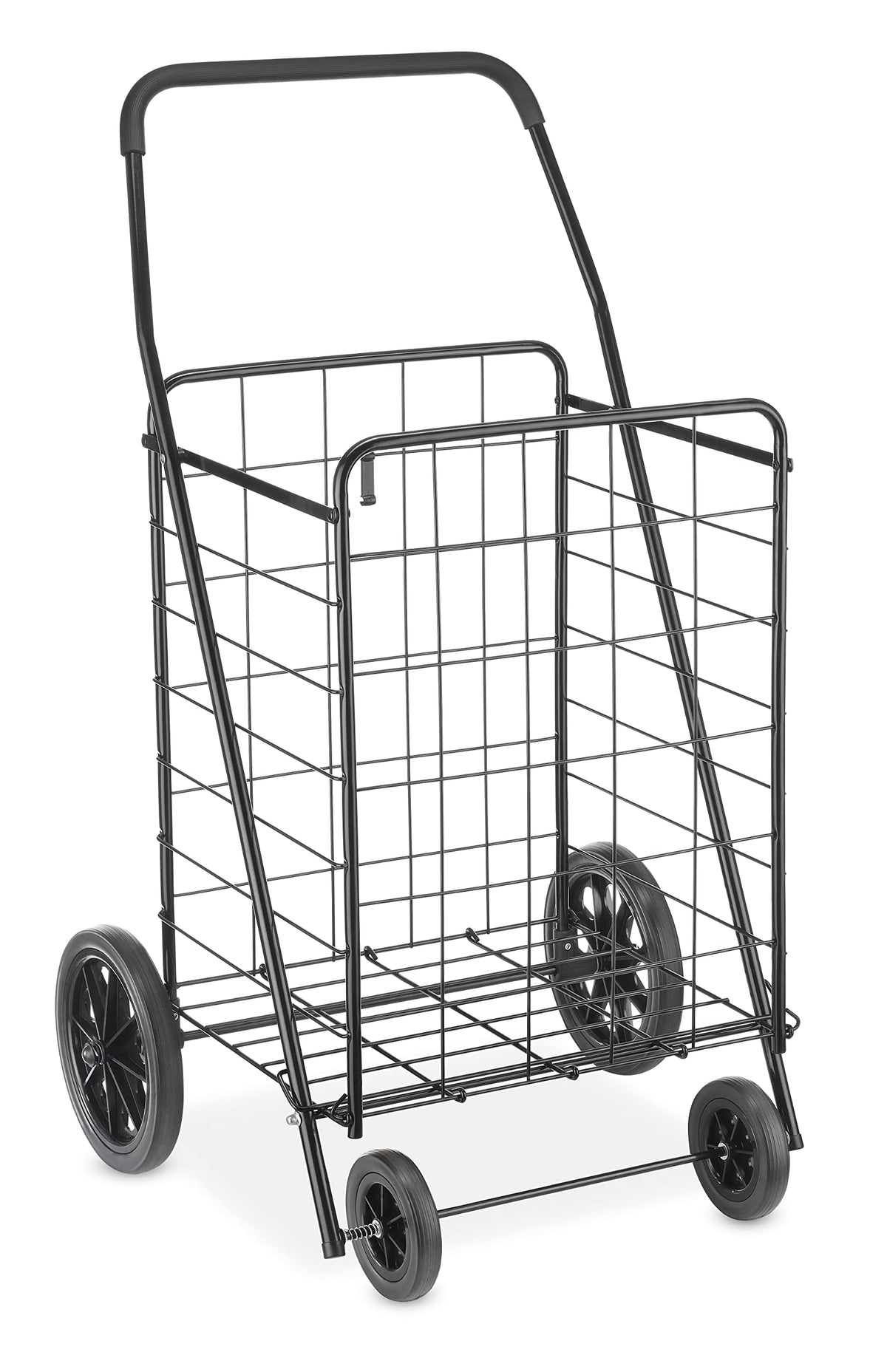 Extra Large Foldable Shopping Cart with Wheels, 100 Lb Capacity, Steel Frame, Black X6182