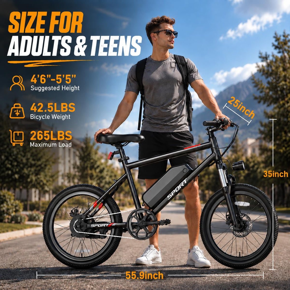 Electric Bike for Adults 1000W Peak Motor 20"/26" Mountain Ebike M8955