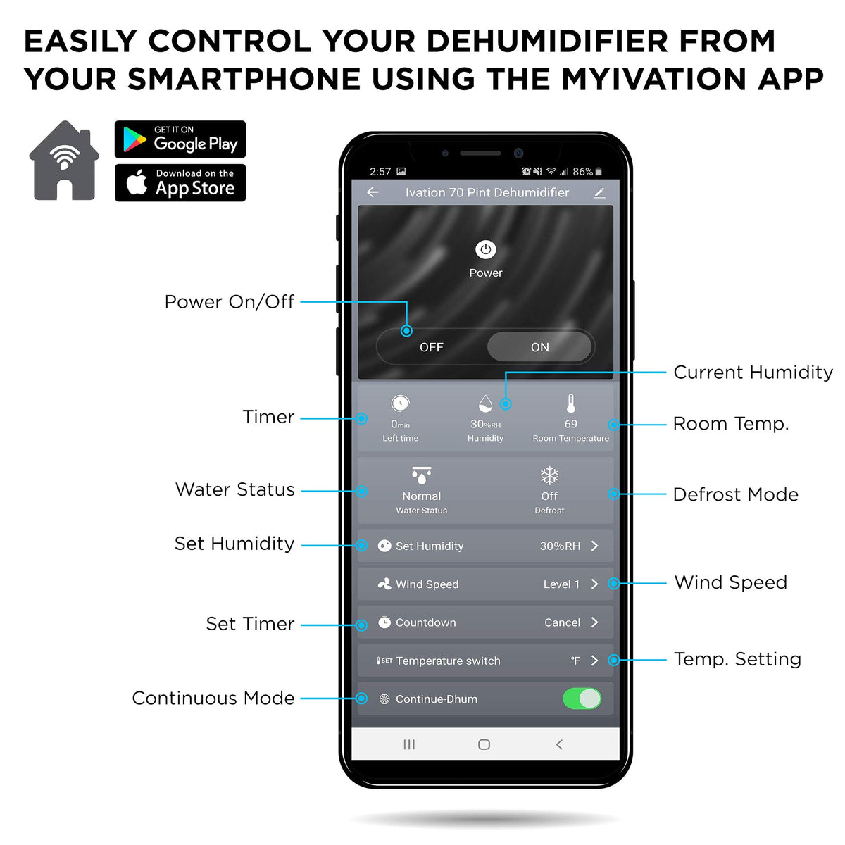 50 Pint Smart Wi-Fi Dehumidifier with Hose A30951