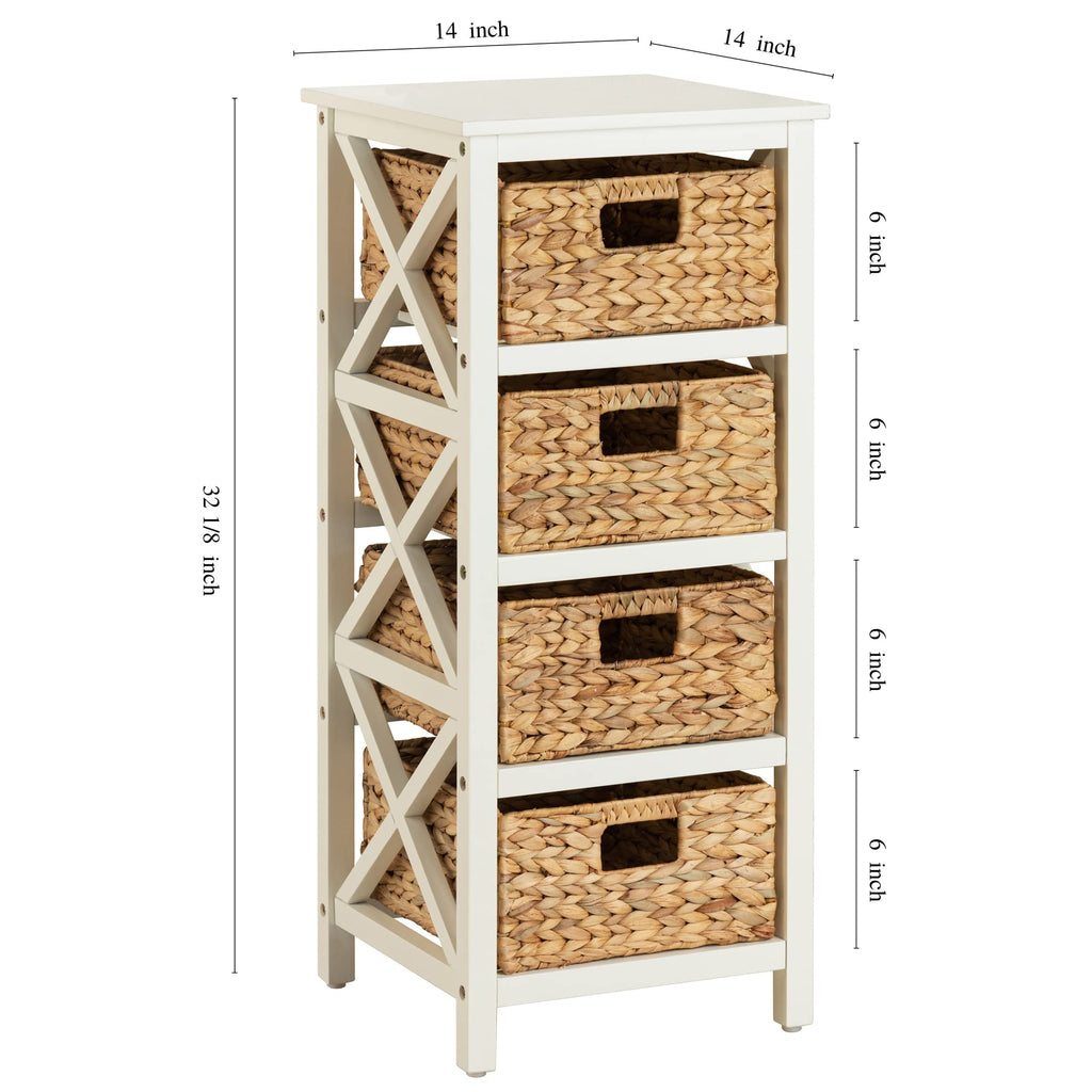 4 Tier X-Side Storage Cabinet White C487