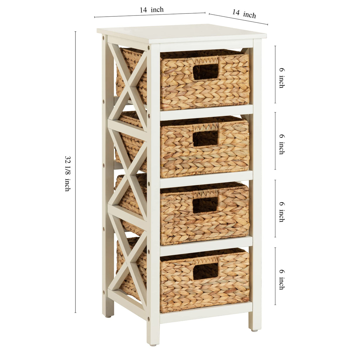 4 Tier X-Side Storage Cabinet White C487