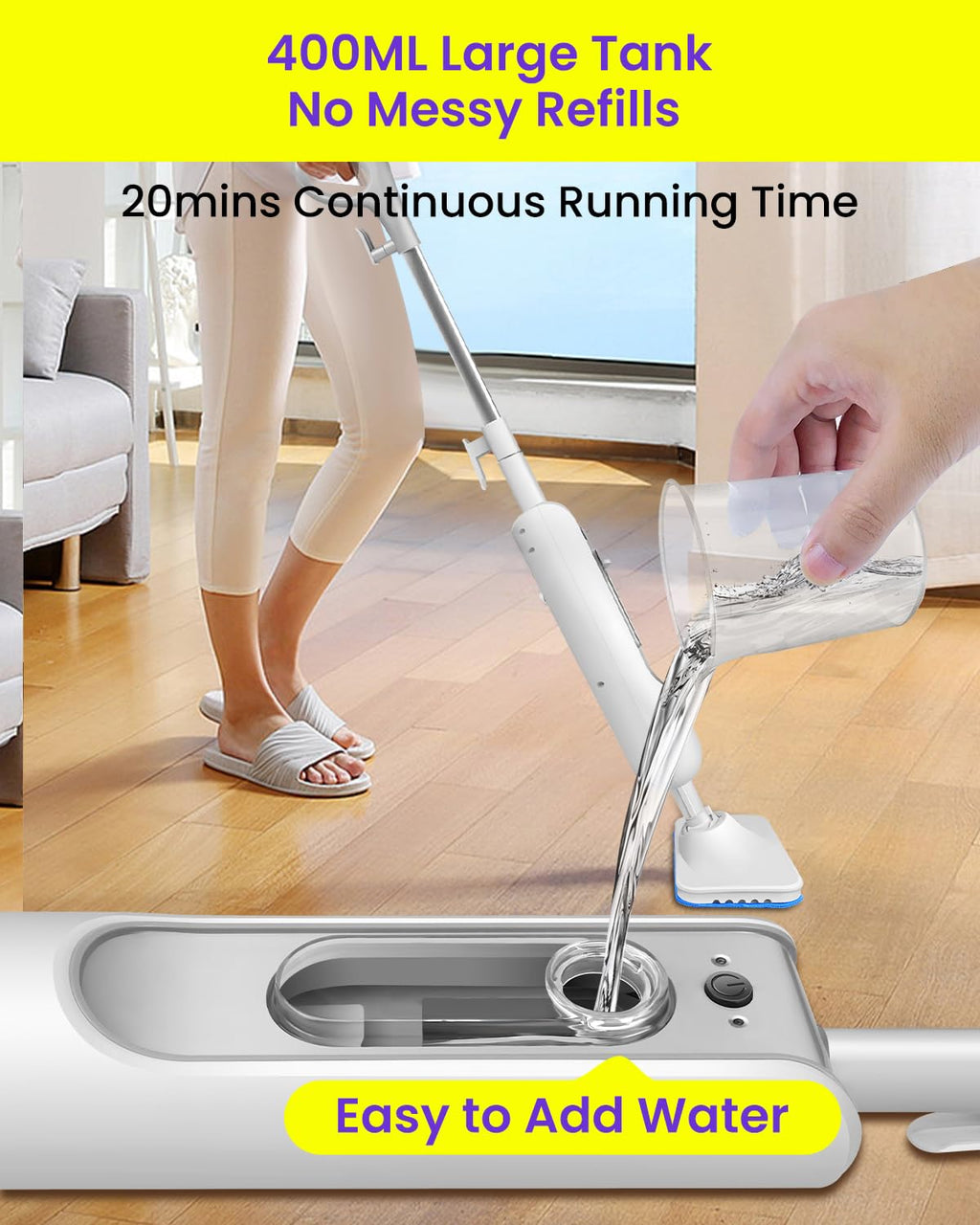 1500W Steam Mop for Hardwood and Tile D298