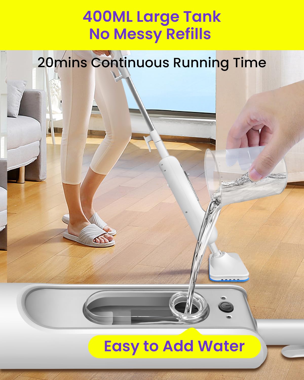 1500W Steam Mop for Hardwood and Tile D298
