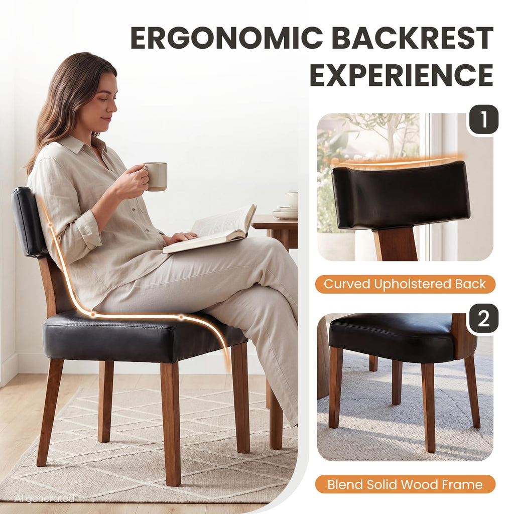 Black Set of 6 PU Leather Upholstered Dining Chairs O829130